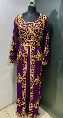 Plum emrbroidered moroccan kaftan dress 2
