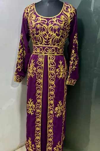 Plum emrbroidered moroccan kaftan dress