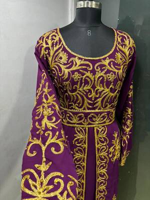 Plum emrbroidered moroccan kaftan dress 3