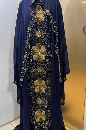 Navy blue - heavy beaded farasha kaftan