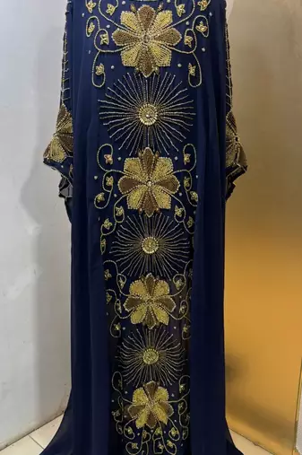 Navy blue - heavy beaded farasha kaftan