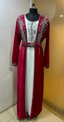 Fuschia pink velvet jacket moroccan takchita kaftan 2