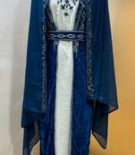 Navy blue velvet jacket moroccan takchita kaftan