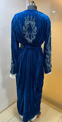 Navy blue velvet jacket moroccan takchita kaftan 4