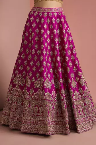 hot pink silk lehenga set