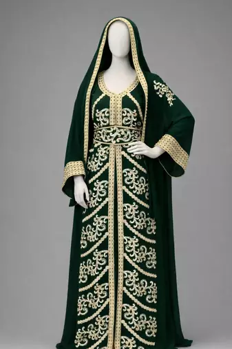 Green Georgette Zari Embroidered Kaftan