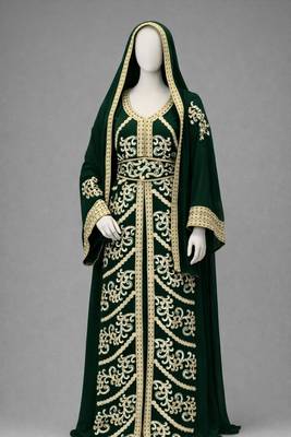 Green Georgette Zari Embroidered Kaftan 3