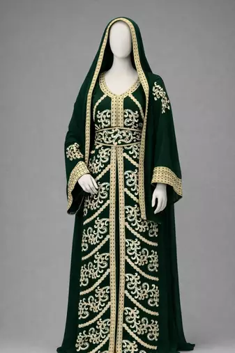 Green Georgette Zari Embroidered Kaftan