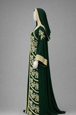 Green Georgette Zari Embroidered Kaftan 4