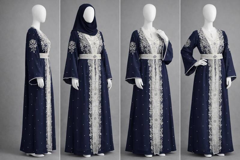 Abaya Georgette Zari Embroidered Kaftan