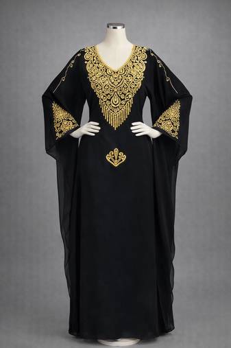 Moroccan Caftan Georgette Zari Embroidered Kaftan