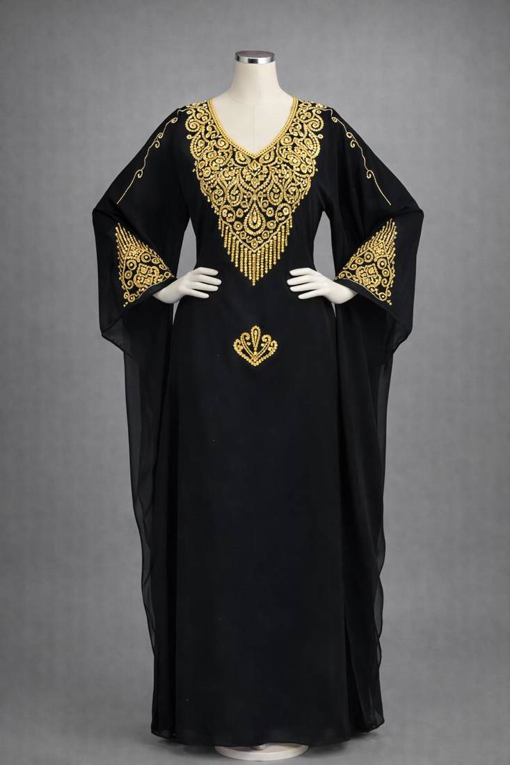 Moroccan Caftan Georgette Zari Embroidered Kaftan