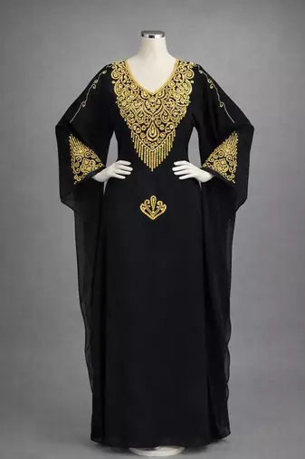 Moroccan Caftan Georgette Zari Embroidered Kaftan