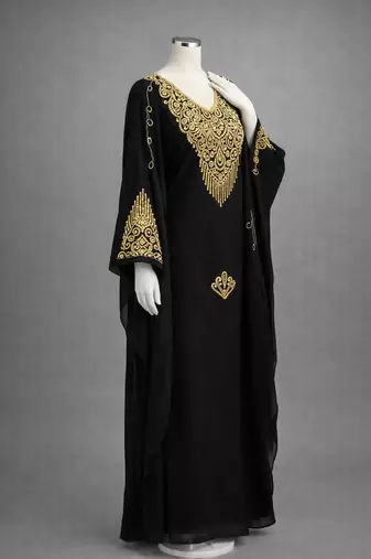 Moroccan Caftan Georgette Zari Embroidered Kaftan