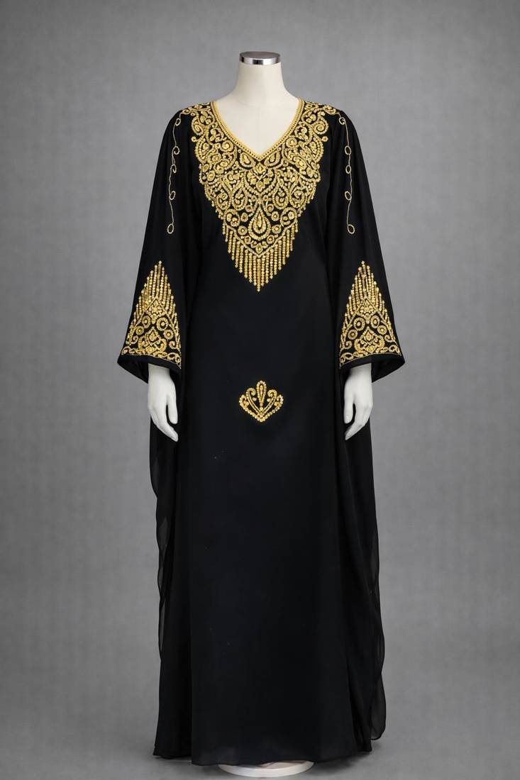 Moroccan Caftan Georgette Zari Embroidered Kaftan