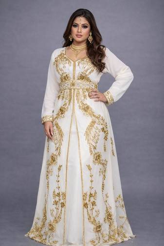 Abaya Georgette Zari Embroidered Kaftan