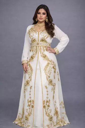 Abaya Georgette Zari Embroidered Kaftan