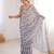 grey  heavy chinon printed saree with mirror work border