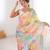 multicolor   heavy chinon printed saree with mirror work border