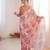 Light pink heavy chinon printed saree with mirror work border