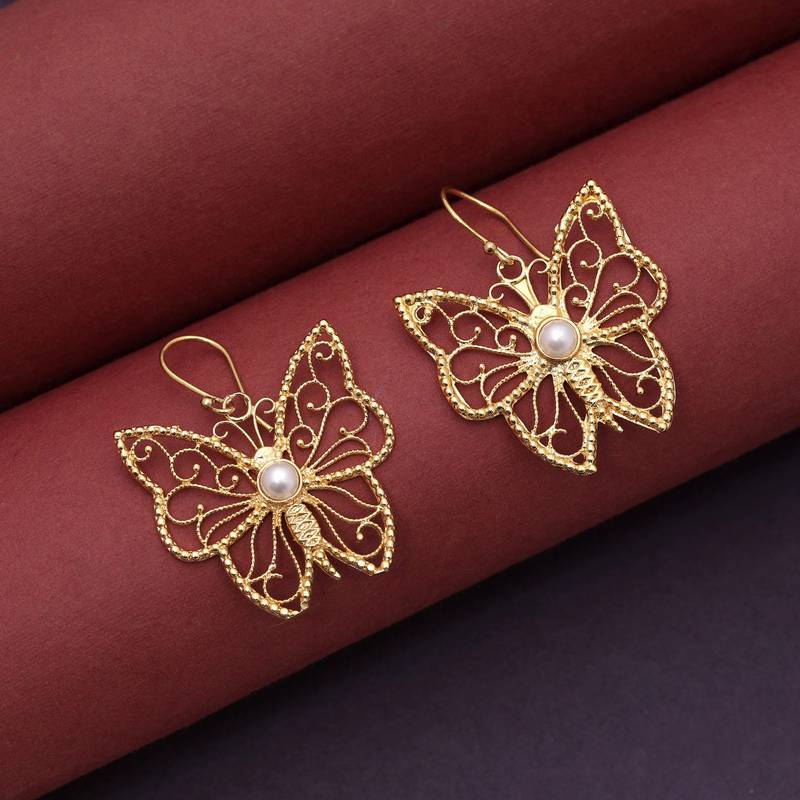 Gold color butterfly amrapali earrings