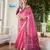 pink soft khadi raw art silk saree with patola pallu