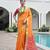 orange soft khadi raw art silk saree with patola pallu