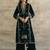Bottle green velvet heavy thread embroidery work kurta pant set