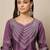 Purple roman silk heavy thread embroidery work kurta pant set