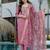 Dusty pink chanderi heavy thread embroidery work with printed dupatta kurta pant set