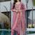 Dusty pink chanderi heavy thread embroidery work with printed dupatta kurta pant set