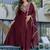 Maroon chinon heavy thread embroidery work kurta pant set