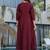 Maroon chinon heavy thread embroidery work kurta pant set