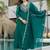 Green chinon heavy thread embroidery work kurta pant set