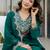 Green chinon heavy thread embroidery work kurta pant set