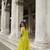 Yellow organza silk embroidered palazzo suit set