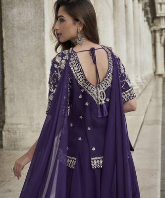 pruple organza silk embroidered palazzo suit set 2