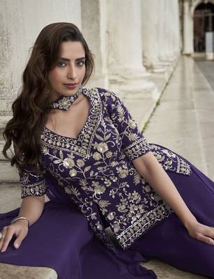 pruple organza silk embroidered palazzo suit set 3