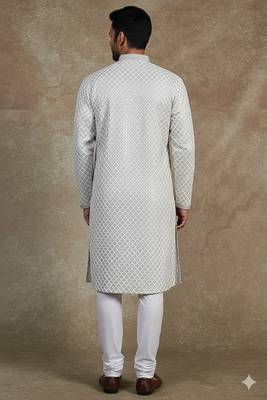 Men's stylish rayon glitter sequins embroidery kurta pyjama 3