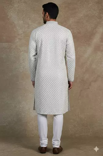 Men's stylish rayon glitter sequins embroidery kurta pyjama
