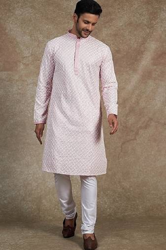 Men's stylish rayon glitter sequins embroidery kurta pyjama