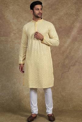 Men's stylish rayon glitter sequins embroidery kurta pyjama 1