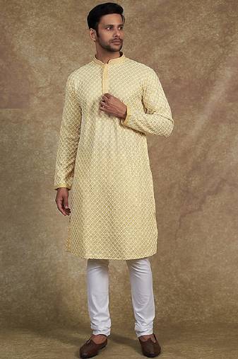 Men's stylish rayon glitter sequins embroidery kurta pyjama
