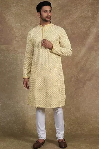 Men's stylish rayon glitter sequins embroidery kurta pyjama