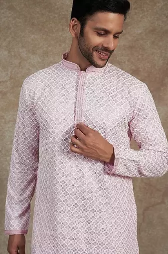 Men's stylish rayon glitter sequins embroidery kurta pyjama