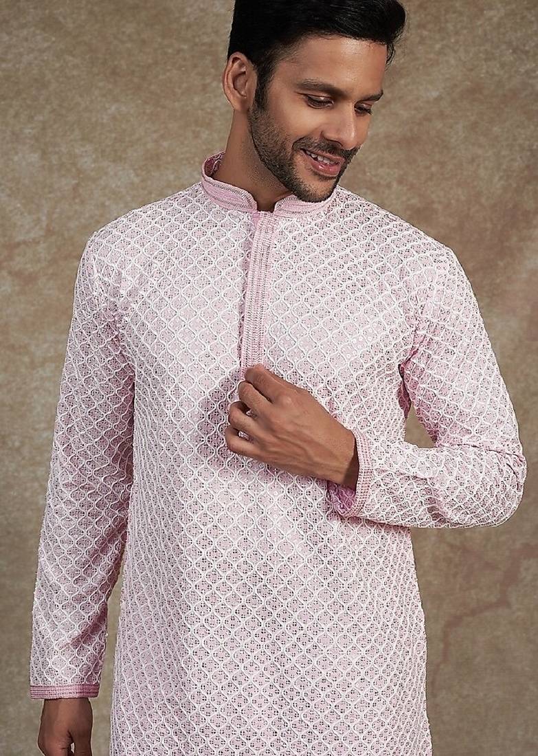 Men's stylish rayon glitter sequins embroidery kurta pyjama
