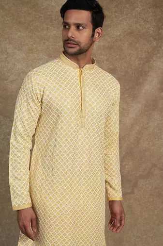 Men's stylish rayon glitter sequins embroidery kurta pyjama