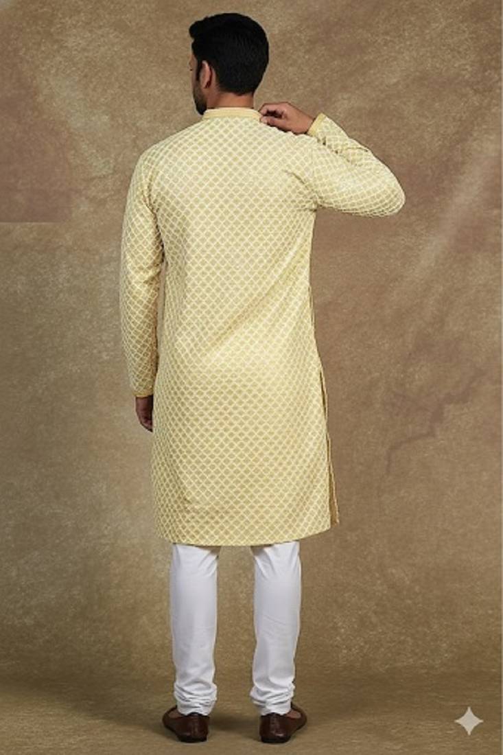 Men's stylish rayon glitter sequins embroidery kurta pyjama