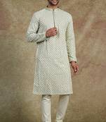 Men's stylish rayon glitter sequins embroidery kurta pyjama