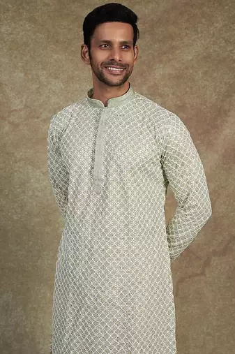 Men's stylish rayon glitter sequins embroidery kurta pyjama